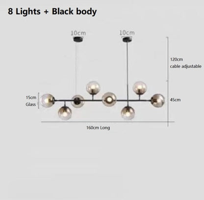 Warm Amber Glass Hanging Lamp with Metal Accents