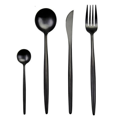 Luxury Black Stainless Steel Dinner Cutlery Set