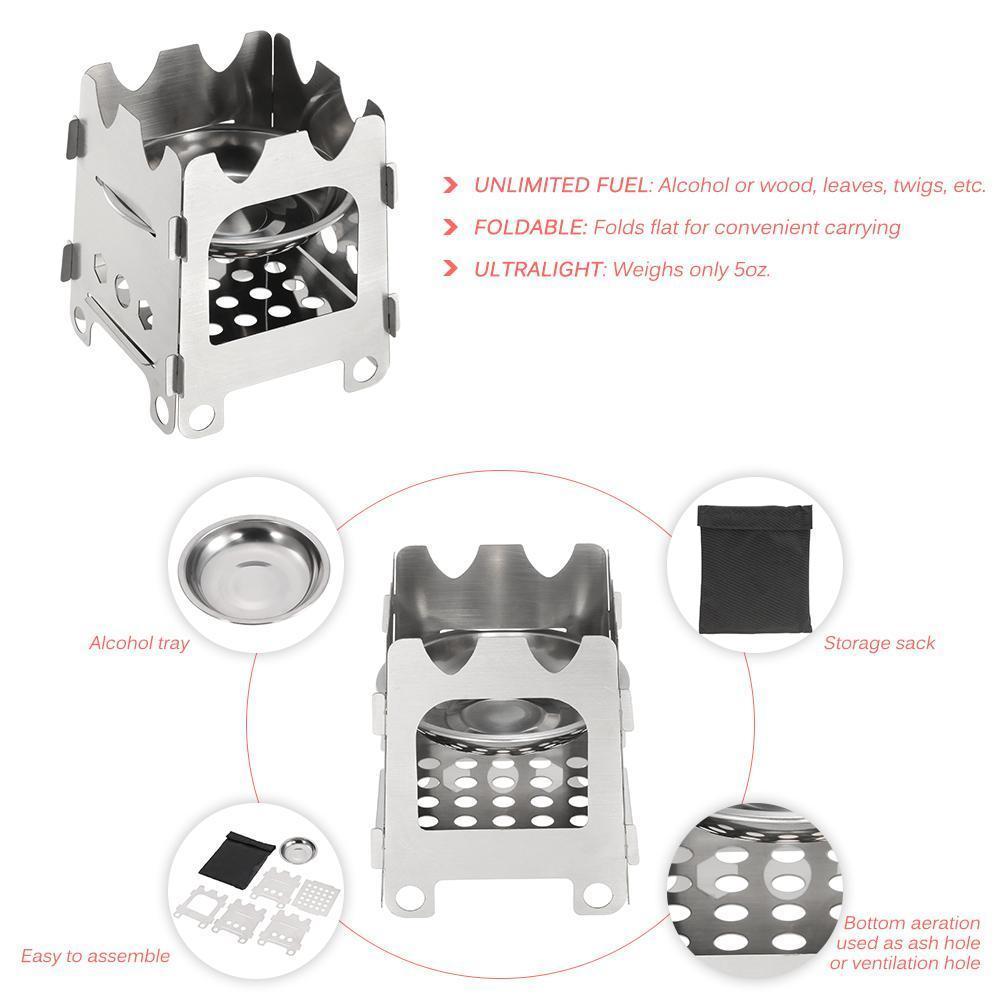 Portable Folding Camp Stove with Stainless Steel Tray