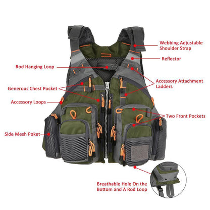 Fishing Life Jacket with Multiple Storage Pockets
