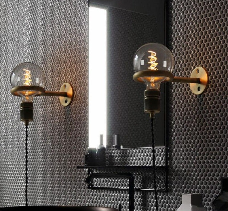 Rustic Metal Plug-In Wall Lamp
