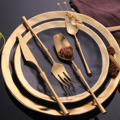 Luxury Golden Metal Kitchen Cutlery Set - Lusomart