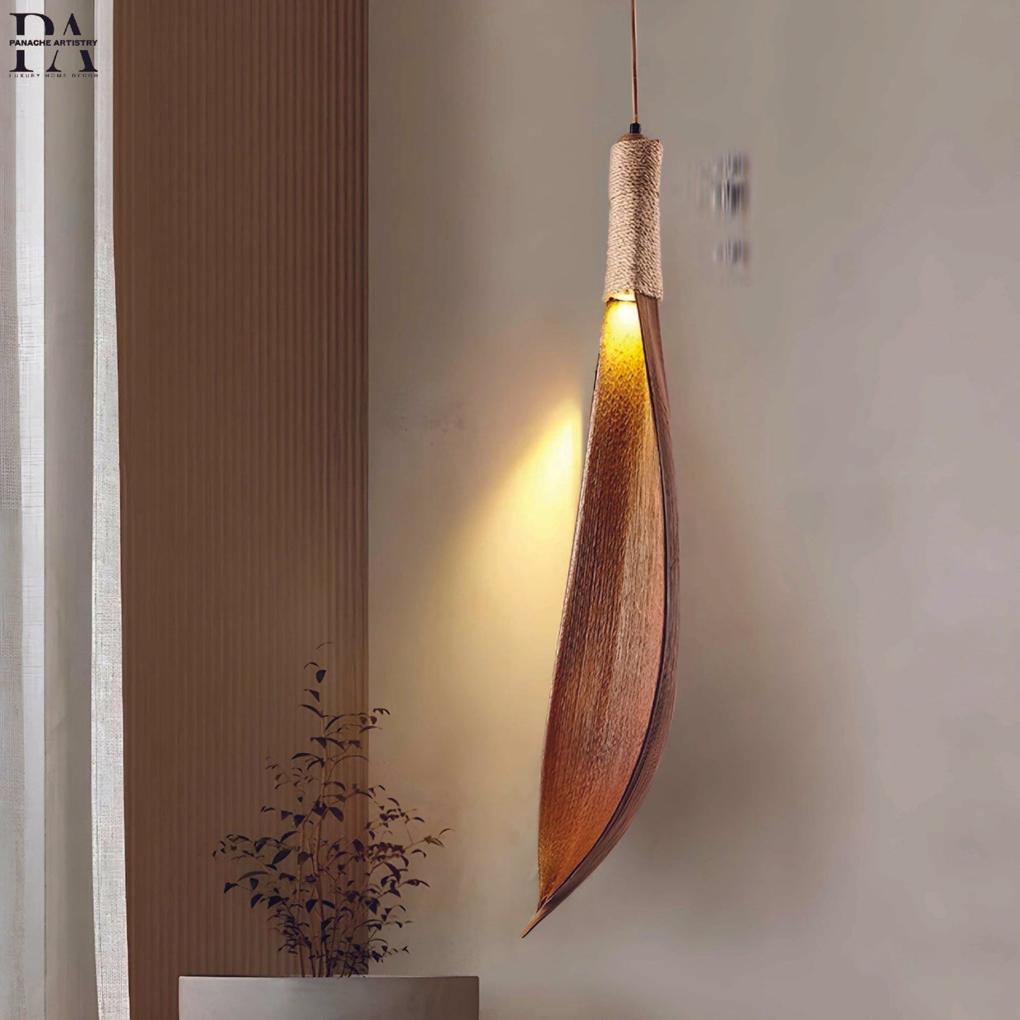 Green Glass Leaf Hanging Lamp