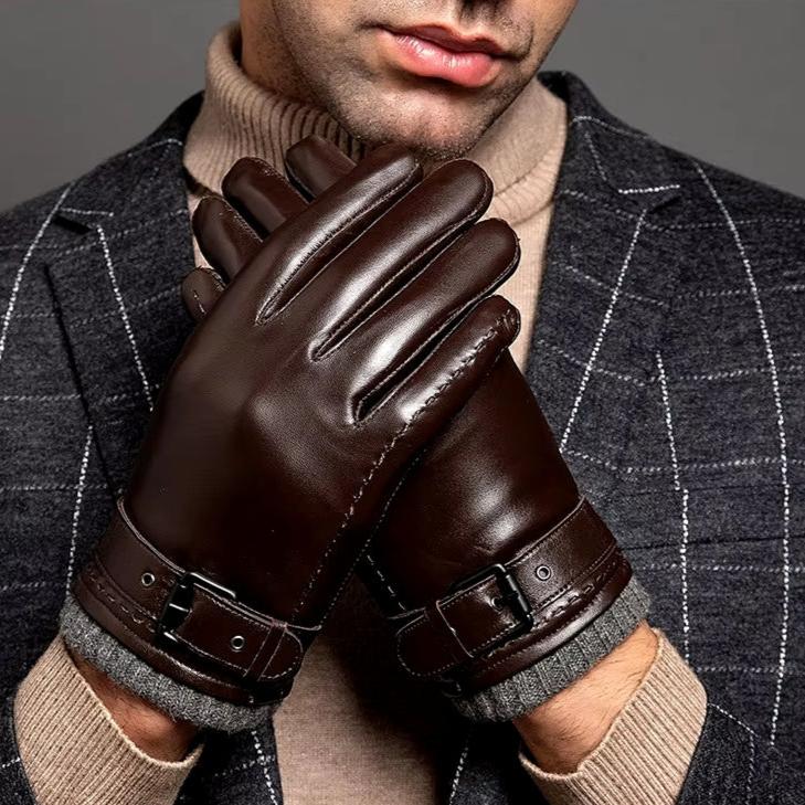 Warm Touch Leather Gloves with Soft Cuffs
