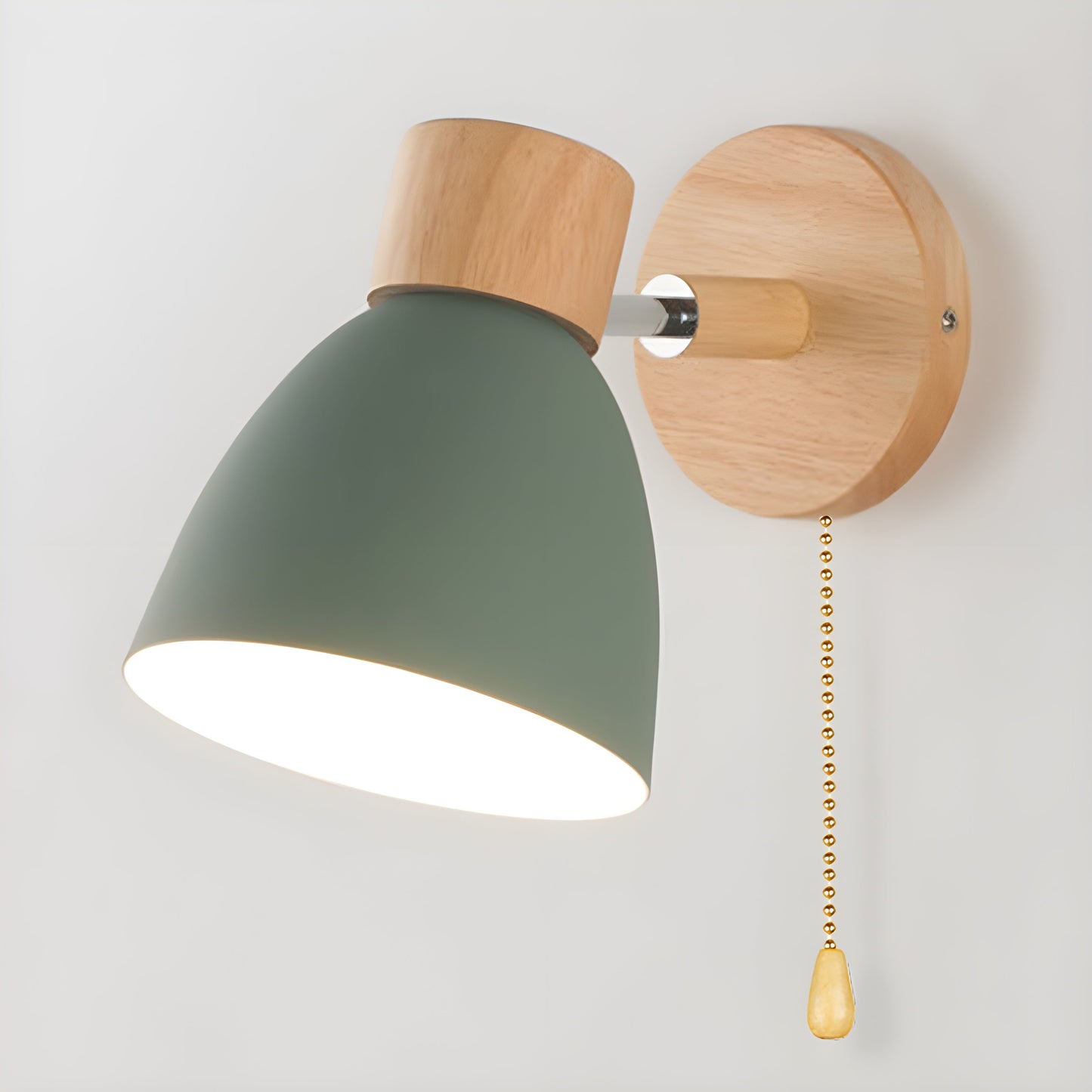 Rustic Wood Bedroom Wall Light with On/Off Switch