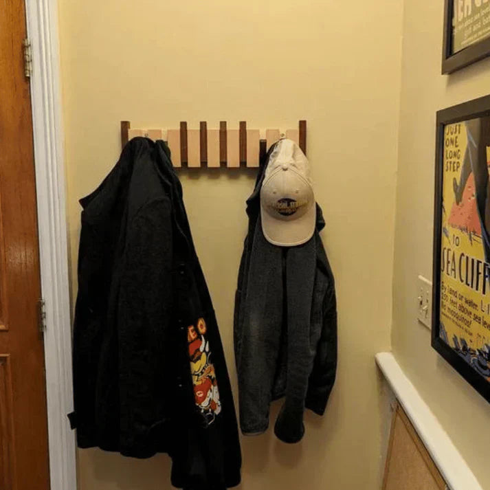 Rustic Wooden Wall Hook for Hanging Coats and Hats
