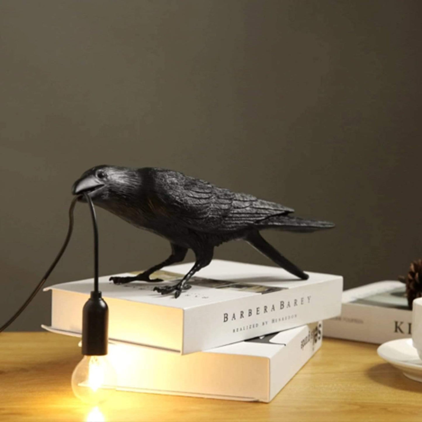 Unique Black Bird Accent Table Lamp