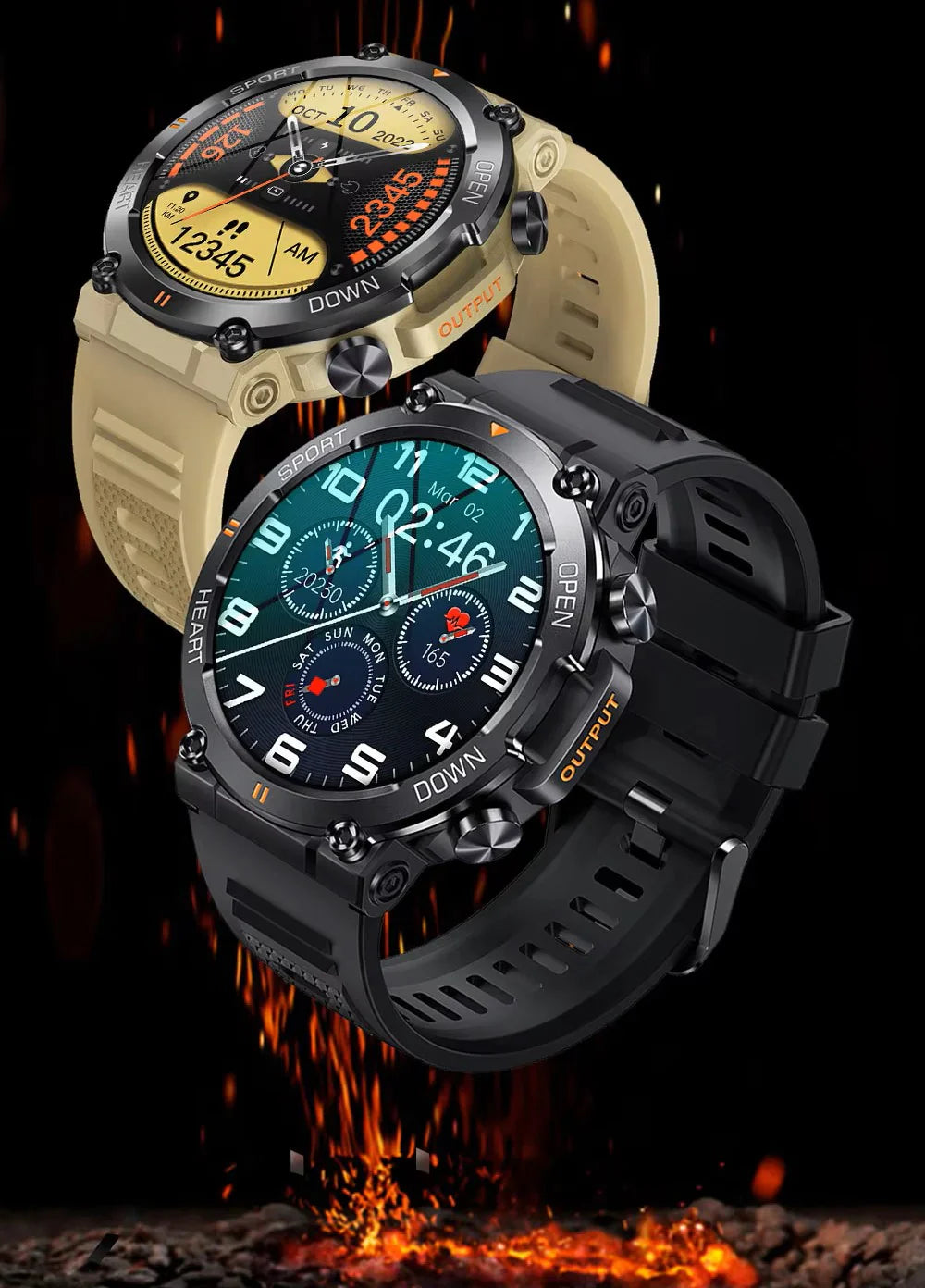 Rugged Outdoor Tactical Smartwatch with Long Battery Life
