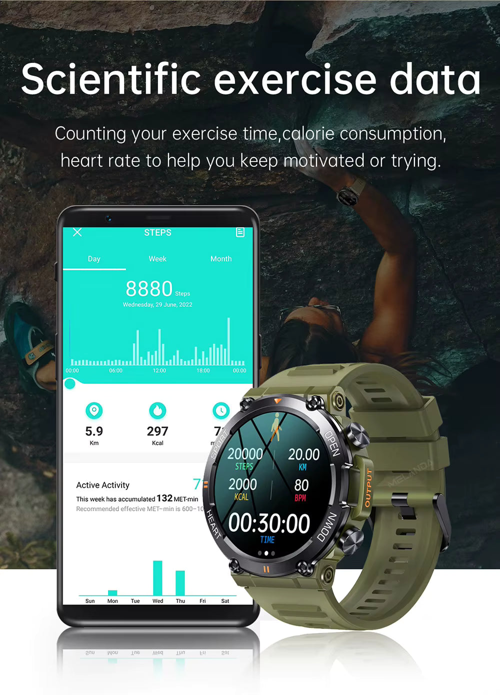 Rugged Outdoor Tactical Smartwatch with Long Battery Life