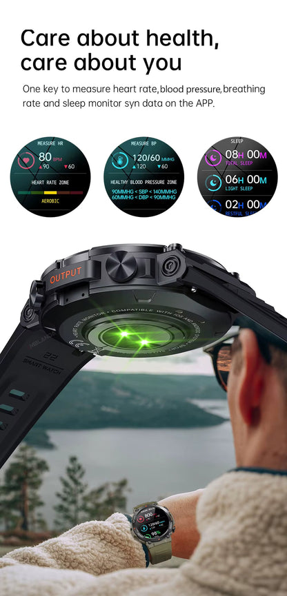 Rugged Outdoor Tactical Smartwatch with Long Battery Life