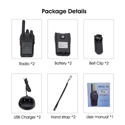 Long Range USB Rechargeable Two Way Radios 2 Pack