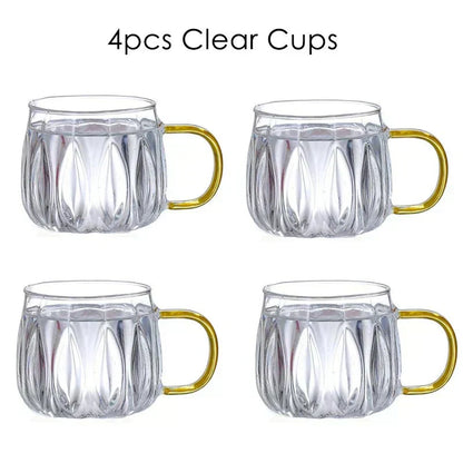 Clear Water Pitcher With Metal Lid And Tumblers