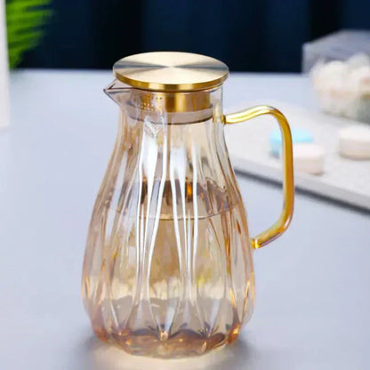 Clear Water Pitcher With Metal Lid And Tumblers
