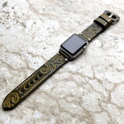 Personalized Engraved Leather Strap for Apple Watch