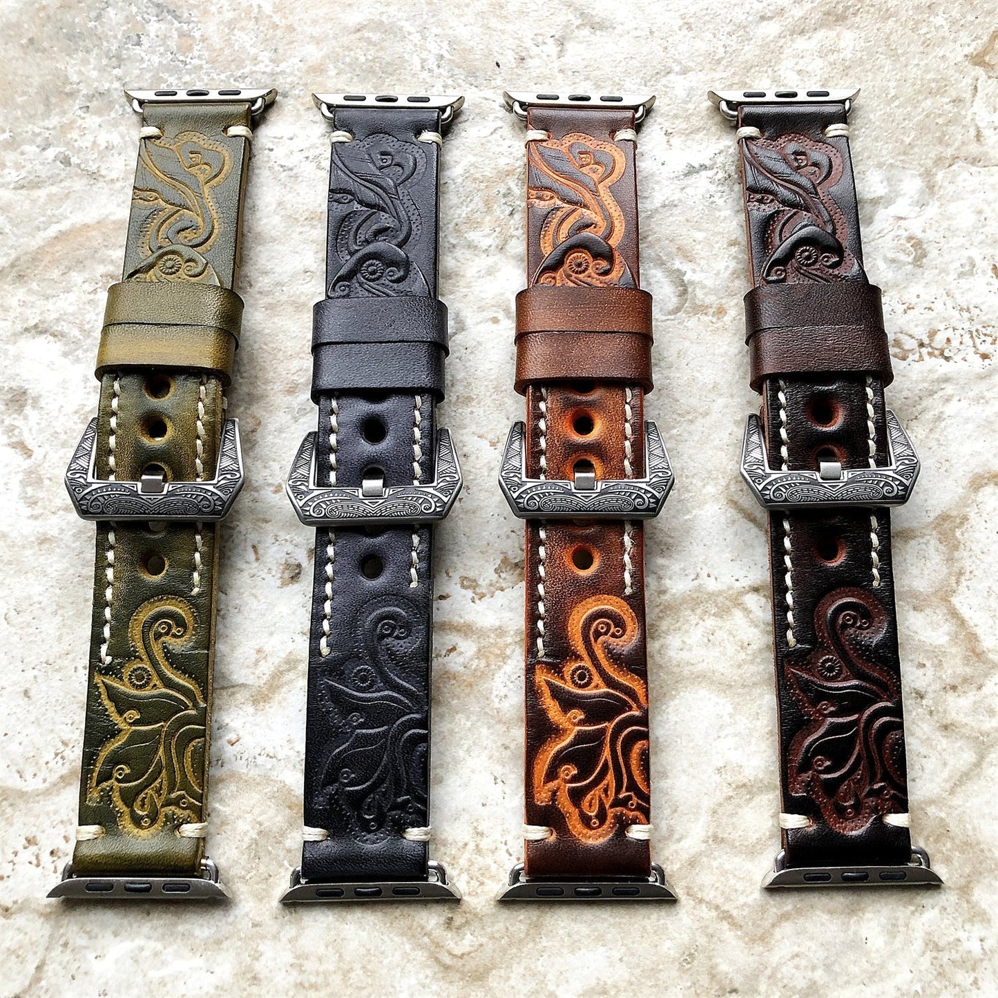 Personalized Engraved Leather Strap for Apple Watch