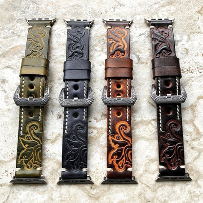 Personalized Engraved Leather Strap for Apple Watch