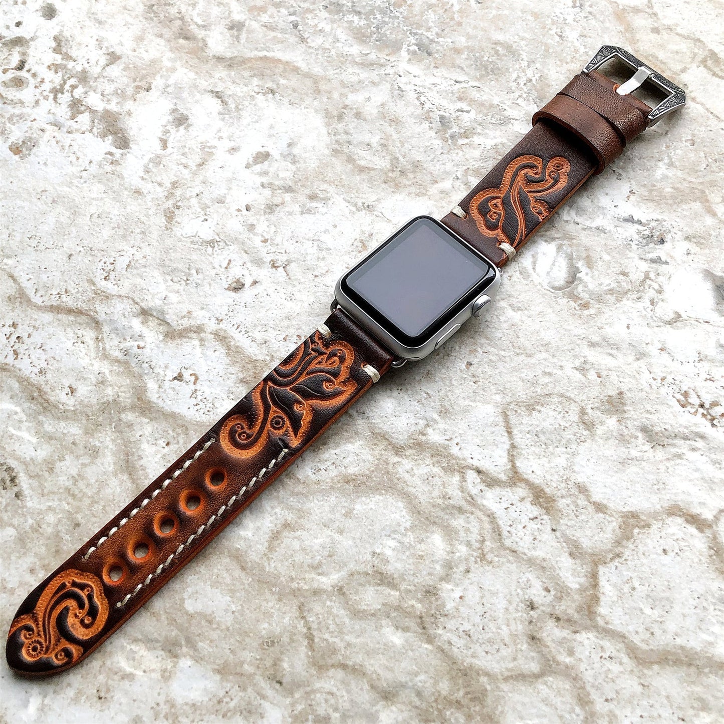 Personalized Engraved Leather Strap for Apple Watch
