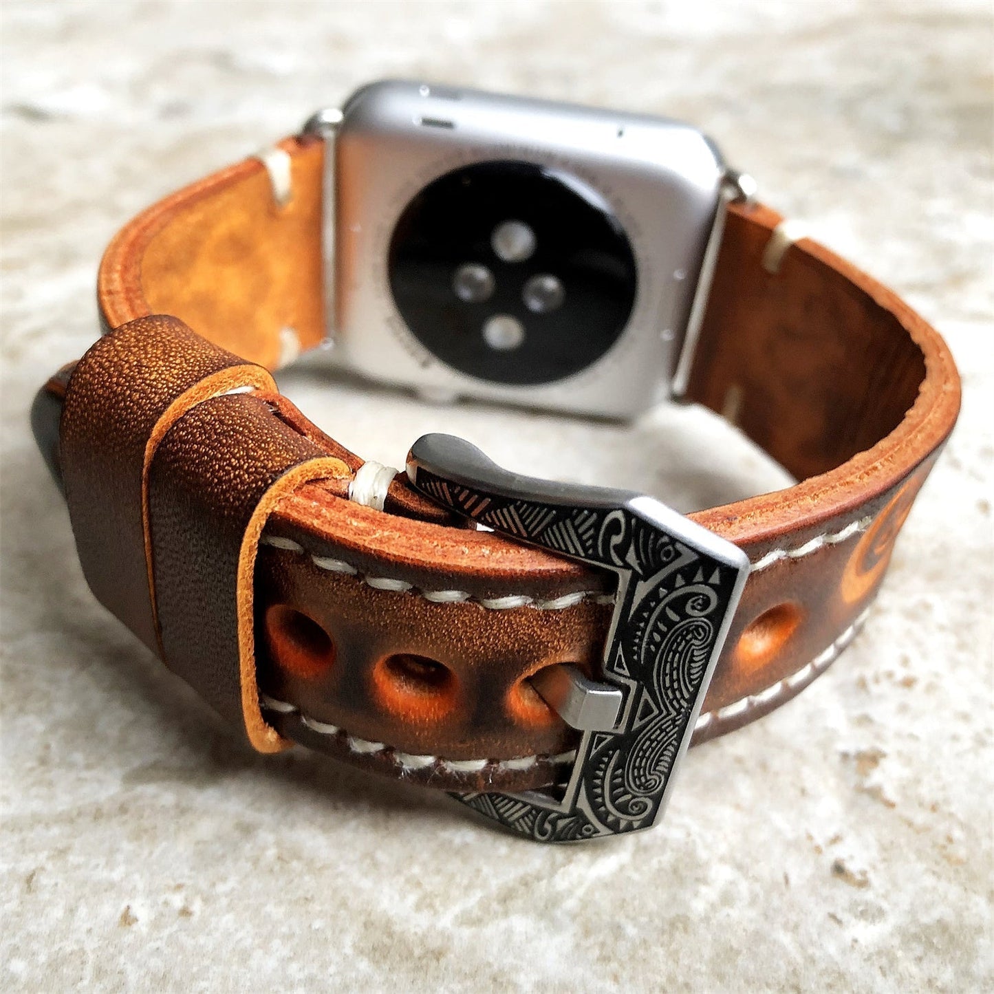 Personalized Engraved Leather Strap for Apple Watch