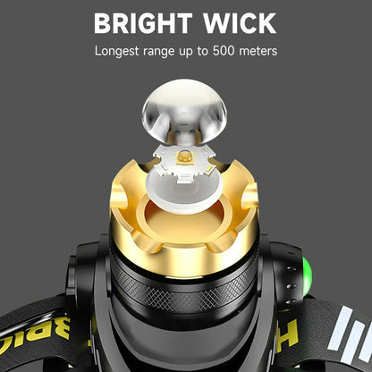 Bright Rechargeable LED Headlight 990000LM Tactical Flashlight