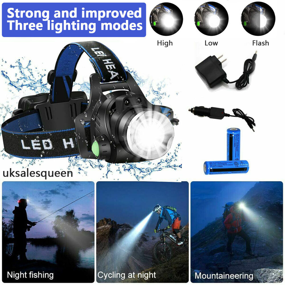 Bright Rechargeable LED Zoom Headlight Flashlight