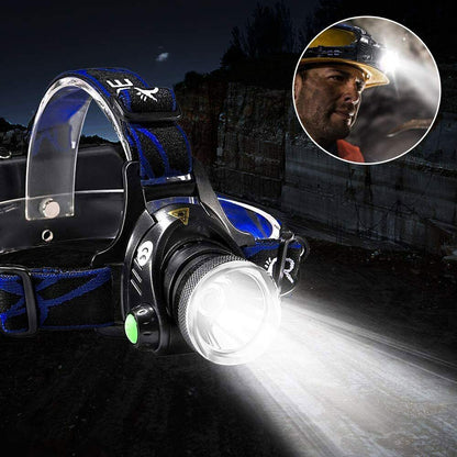 Bright Rechargeable LED Zoom Headlight Flashlight