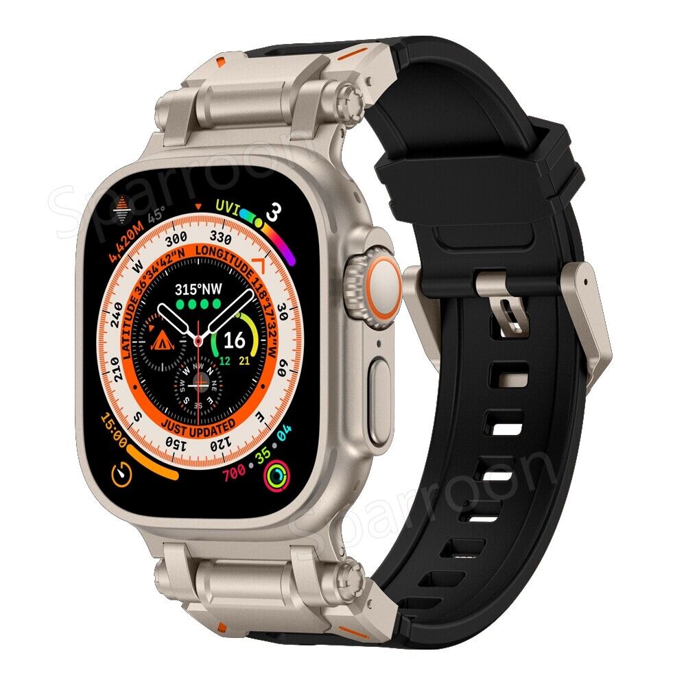 Durable Metal Case with Shockproof Rubber for Apple Watch