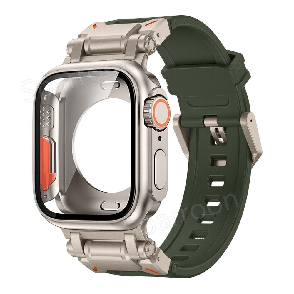 Durable Metal Case with Shockproof Rubber for Apple Watch