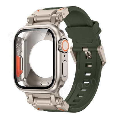 Durable Metal Case with Shockproof Rubber for Apple Watch