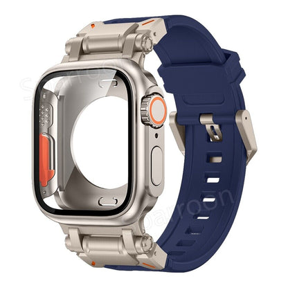 Durable Metal Case with Shockproof Rubber for Apple Watch