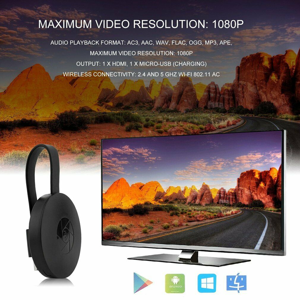 Compact Wireless HDMI Streaming Receiver for 1080p TVs