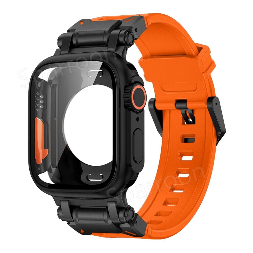 Durable Metal Case with Shockproof Rubber for Apple Watch