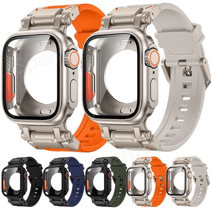 Durable Metal Case with Shockproof Rubber for Apple Watch