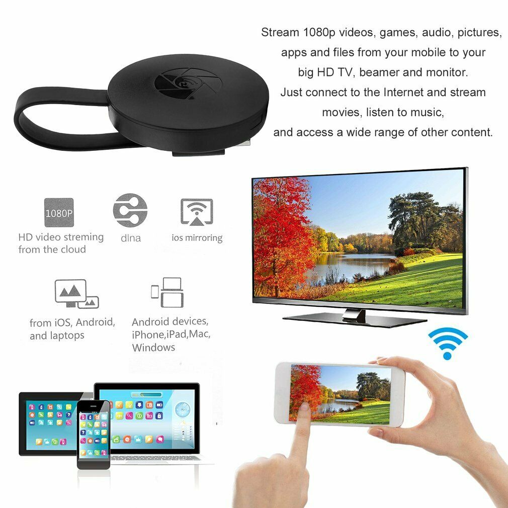 Compact Wireless HDMI Streaming Receiver for 1080p TVs