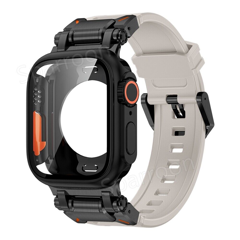 Durable Metal Case with Shockproof Rubber for Apple Watch