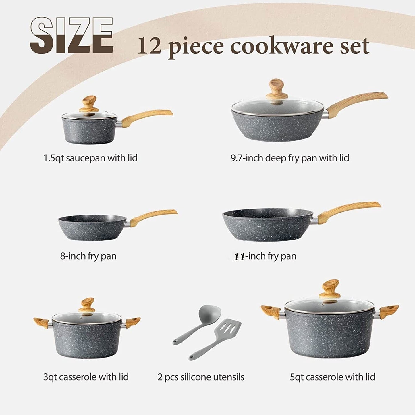 Premium 12-Piece Non-Stick Kitchen Cookware Set
