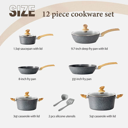 Premium 12-Piece Non-Stick Kitchen Cookware Set
