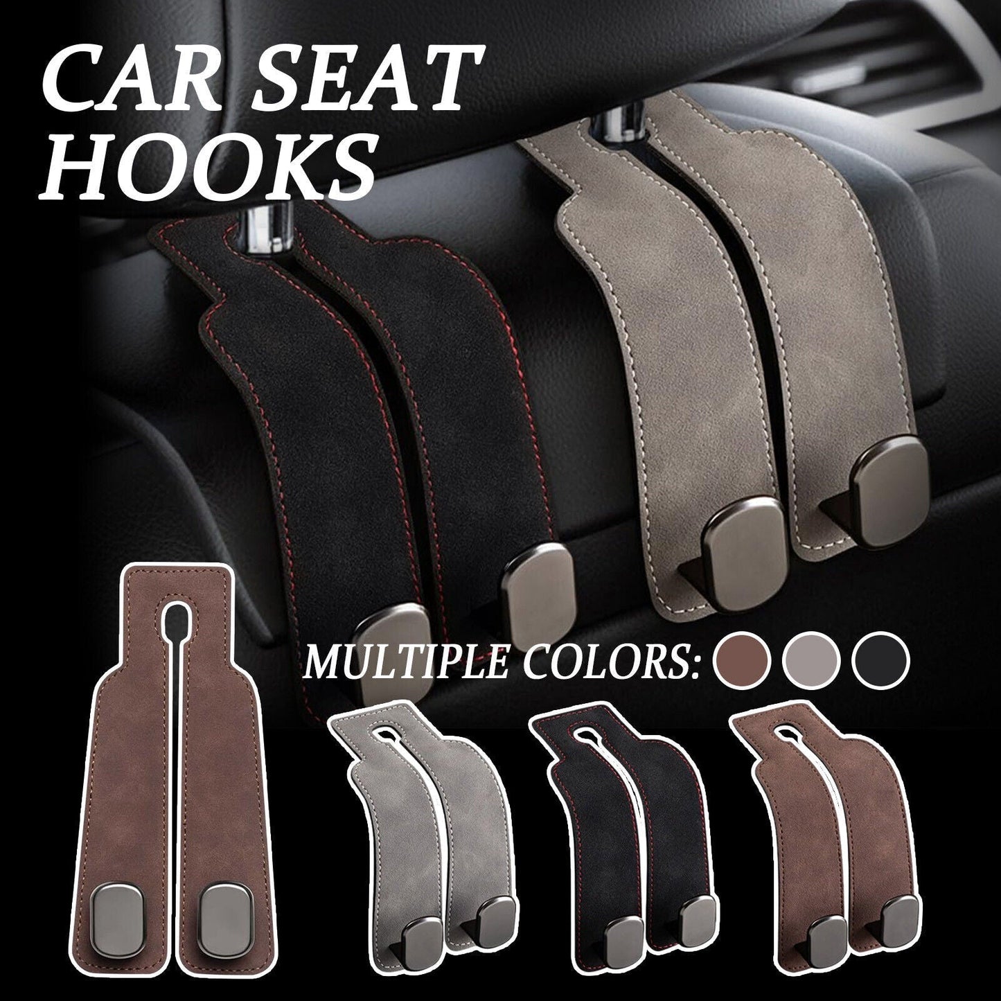 Premium Car Back Seat Double Hooks with Soft Pads - Lusomart