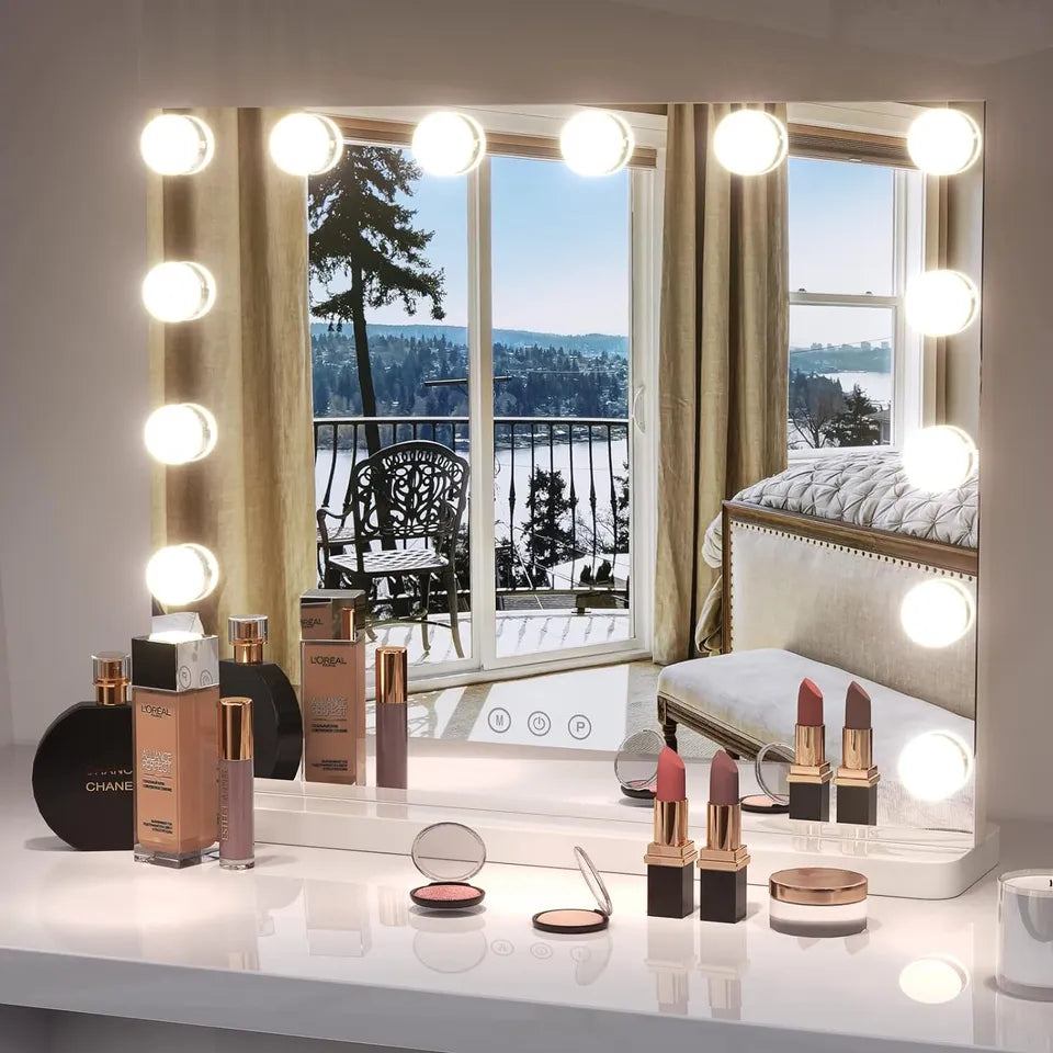 Bright LED Makeup Mirror with Adjustable Light Settings - Lusomart