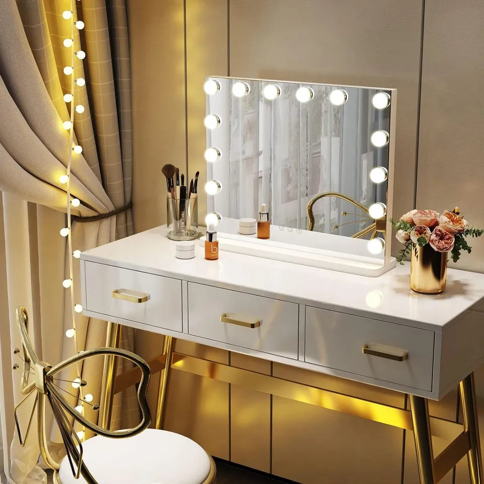 Bright LED Makeup Mirror with Adjustable Light Settings