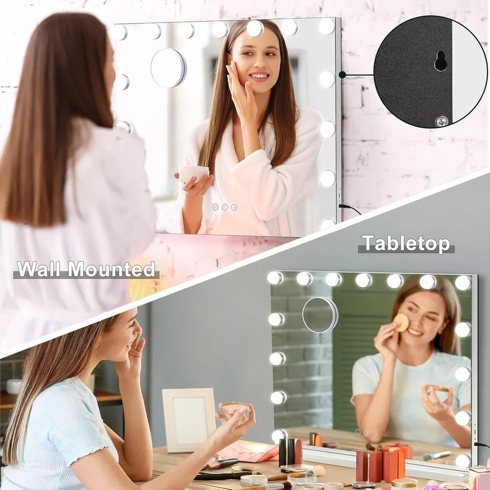 Bright LED Makeup Mirror with Adjustable Light Settings