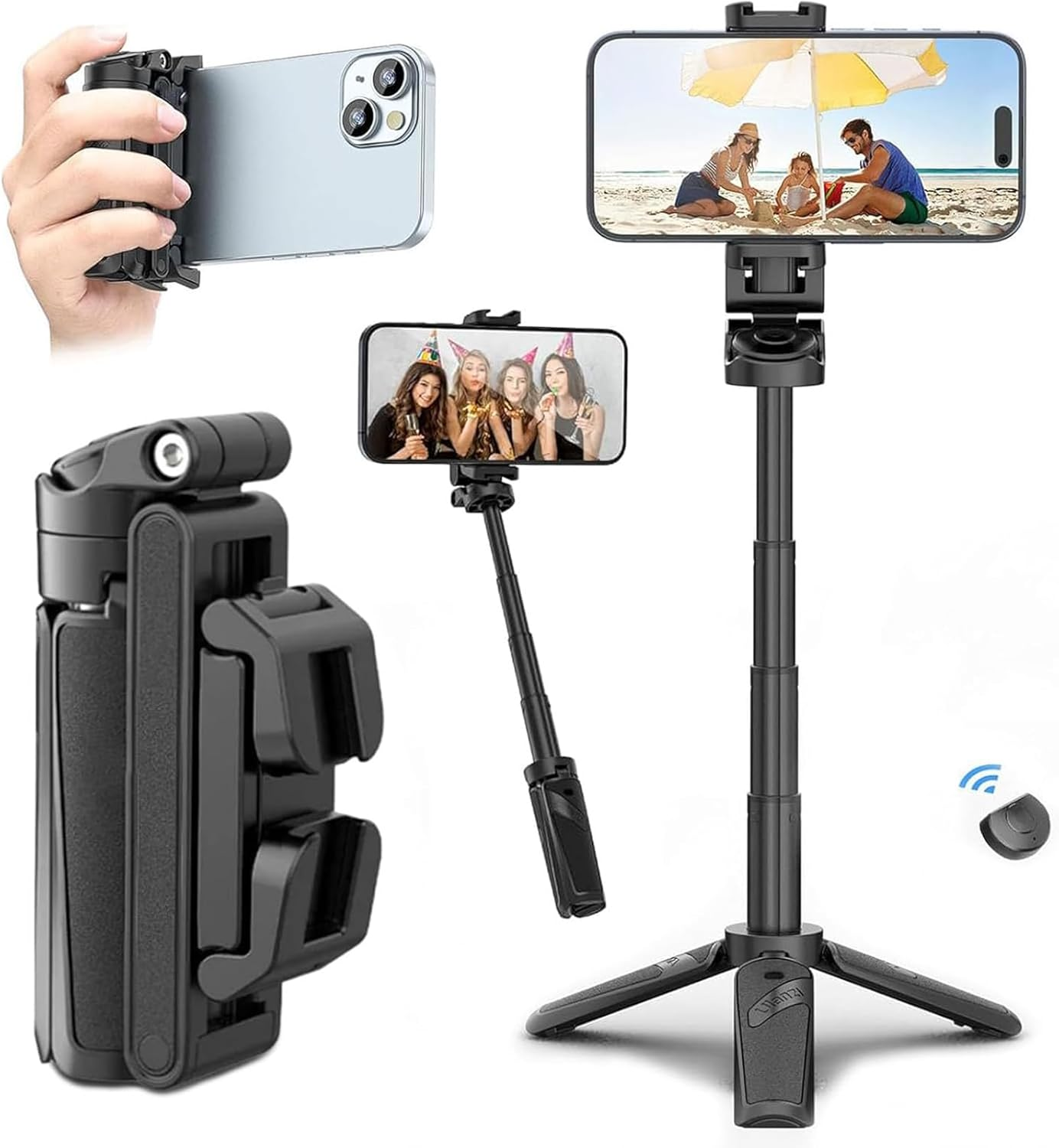 Portable Bluetooth Selfie Stick with 360° Rotation Holder - Lusomart