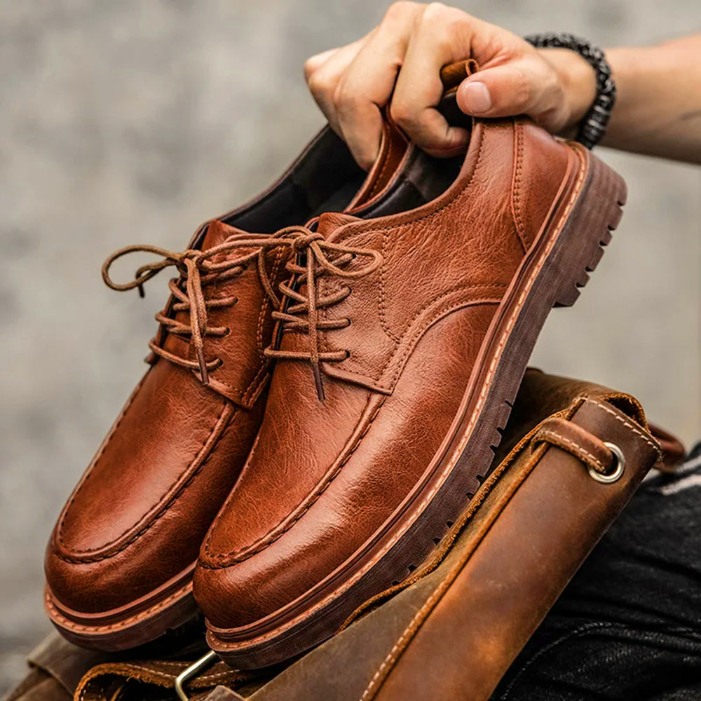 Classic Brown Leather Dress Shoes - Lusomart
