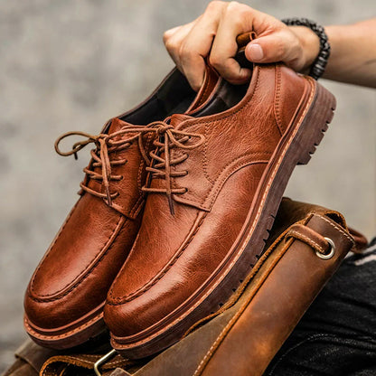 Classic Brown Leather Dress Shoes - Lusomart