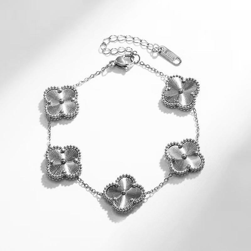 Delicate Flower Charm Bracelet 14K Gold Plated Stainless Steel