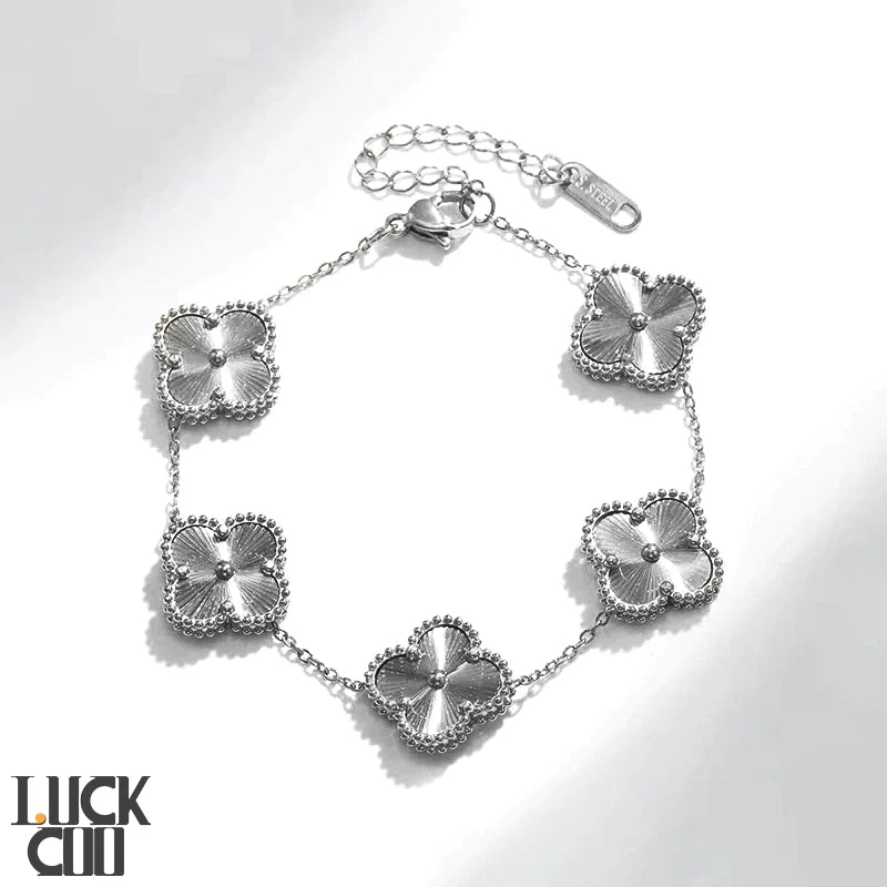 Delicate Flower Charm Bracelet 14K Gold Plated Stainless Steel