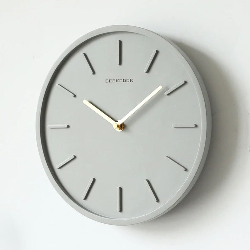Rustic Industrial Concrete Wall Clock With Metal Accent - Lusomart