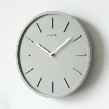 Rustic Industrial Concrete Wall Clock With Metal Accent - Lusomart