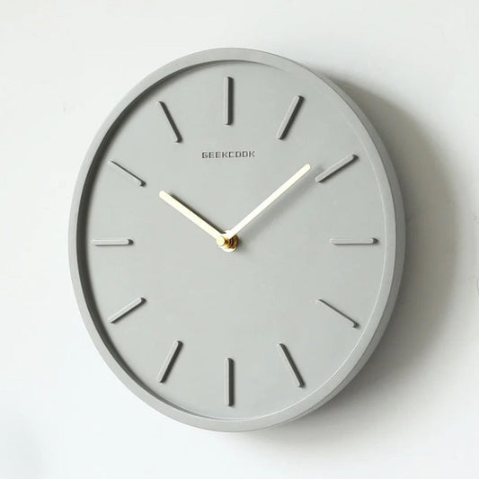 Rustic Industrial Concrete Wall Clock With Metal Accent - Lusomart