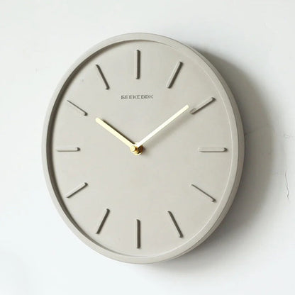 Rustic Industrial Concrete Wall Clock With Metal Accent