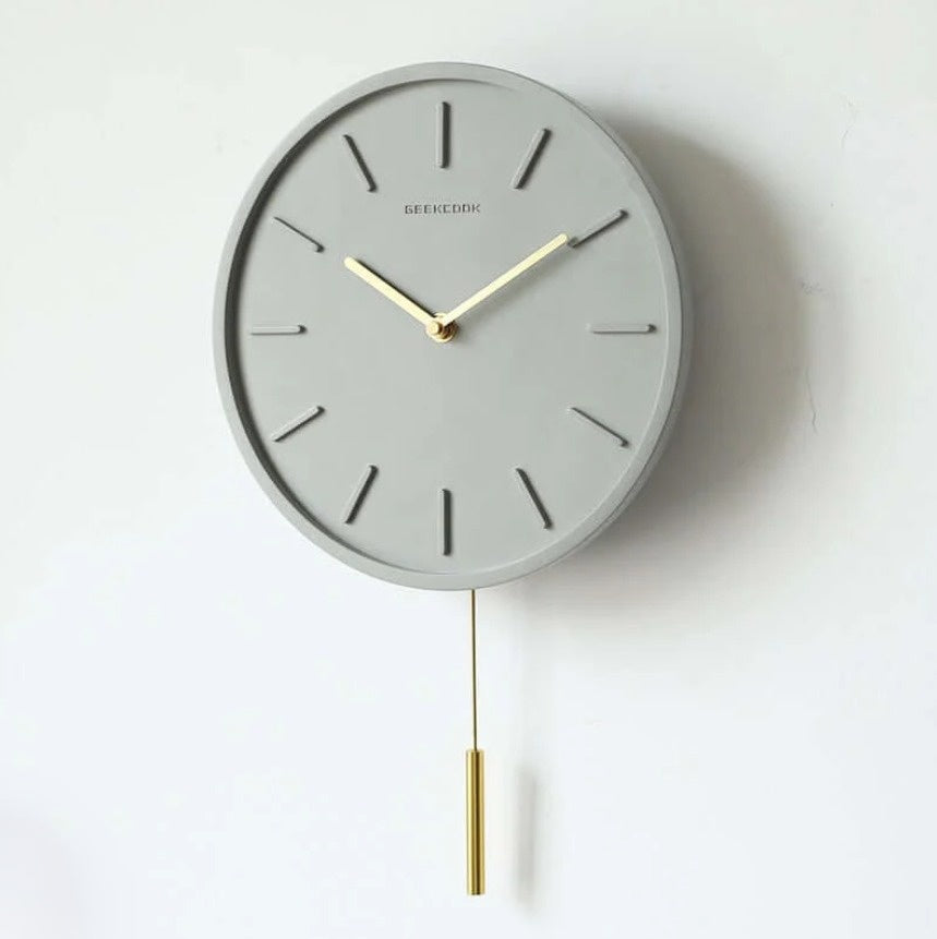 Rustic Industrial Concrete Wall Clock With Metal Accent